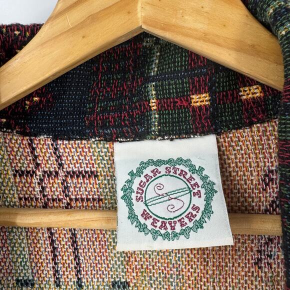 Sugar Street Weavers Tapestry Christmas Jacket Poinsettias Plaid One Size - Picture 3 of 10